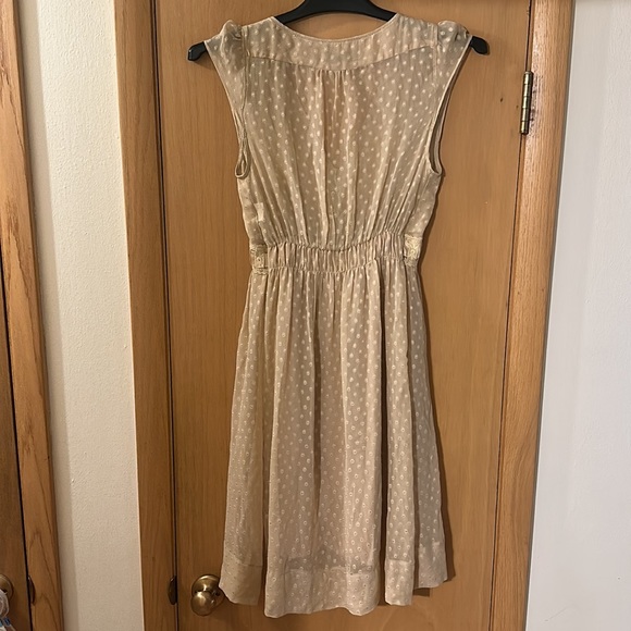 Sandro Women’s Polka Dot Silk Delicate Lightweight Dress Tan Size Small - Picture 7 of 11